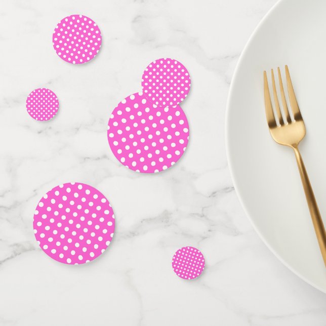 Hot Pink & White Polka Dots Dot Party Konfetti (Gruppe)