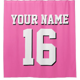 Hot Pink White Sports Jersey Team Jersey Duschvorhang