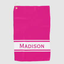 Hot Pink White Strip Modern Name Monogram