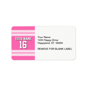 Hot Pink White Team Jersey Name Adressaufkleber