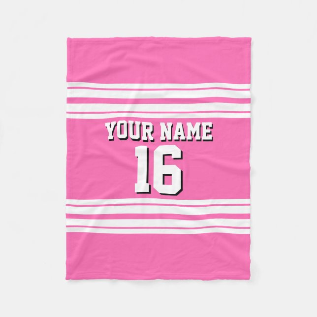 Hot Pink White Team Jersey Name Fleecedecke (Vorderseite)