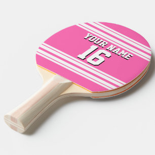 Hot Pink White Team Jersey Name Tischtennis Schläger