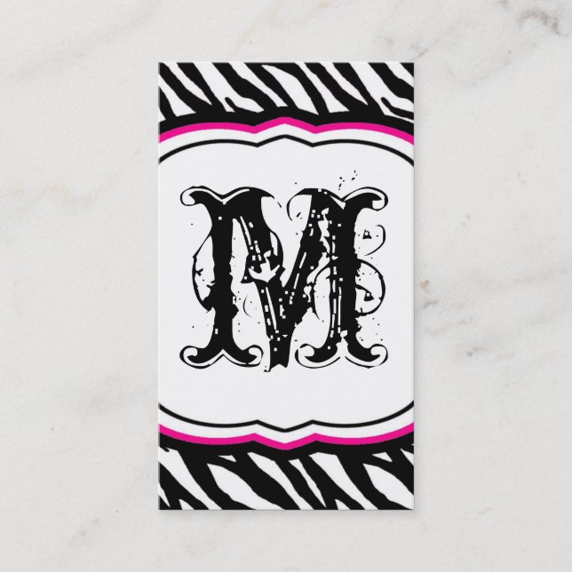 Hot Pink White Zebra Print Pattern Business Card Visitenkarte (Vorderseite)
