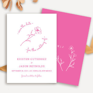 Hot Pink Wildblume Save the Date Einladung