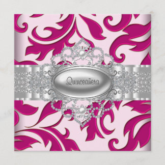 Hot Pink Wirbel Quinceanera Einladung