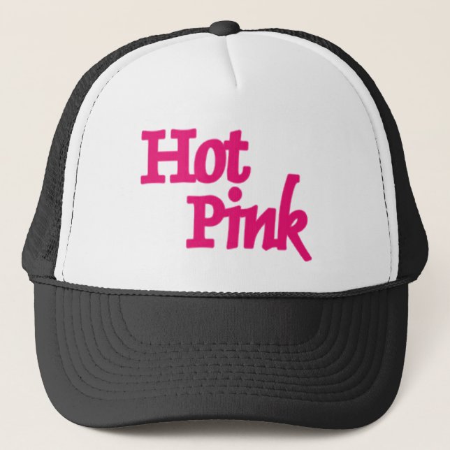 Hot Pink word black and white trucker hat Truckerkappe (Vorderseite)