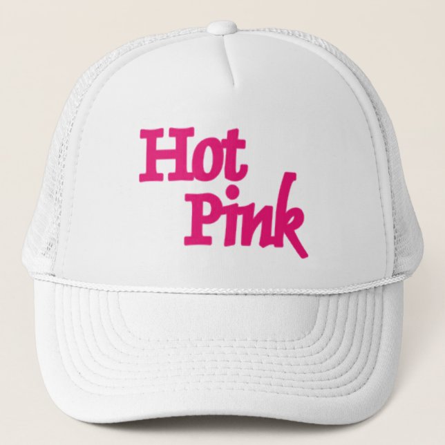 Hot Pink word white trucker hat Truckerkappe (Vorderseite)