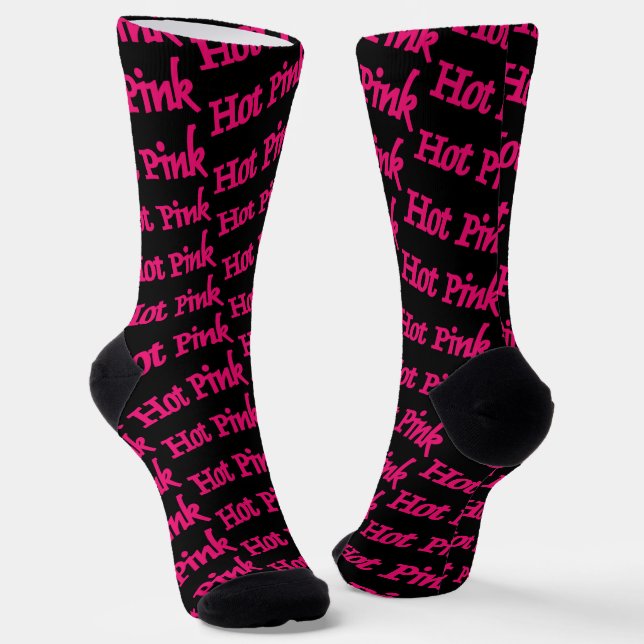 Hot Pink Wort schwarze Premiumsocken Socken (Gewinkelt)