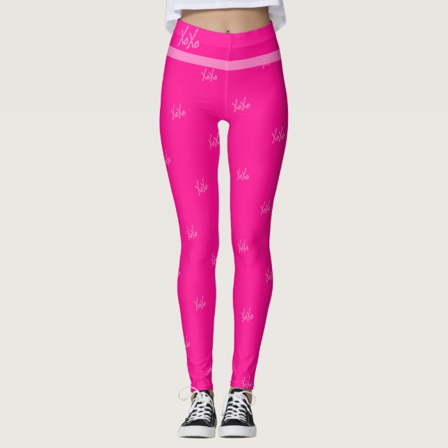 Hot Pink XOXO Typografie Leggings (Vorderseite)