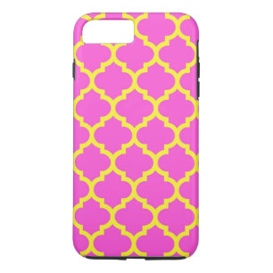 Hot Pink Yellow marokkanisches Quatrefolienmuster Case-Mate iPhone Hülle
