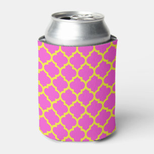 Hot Pink Yellow marokkanisches Quatrefolienmuster Dosenkühler