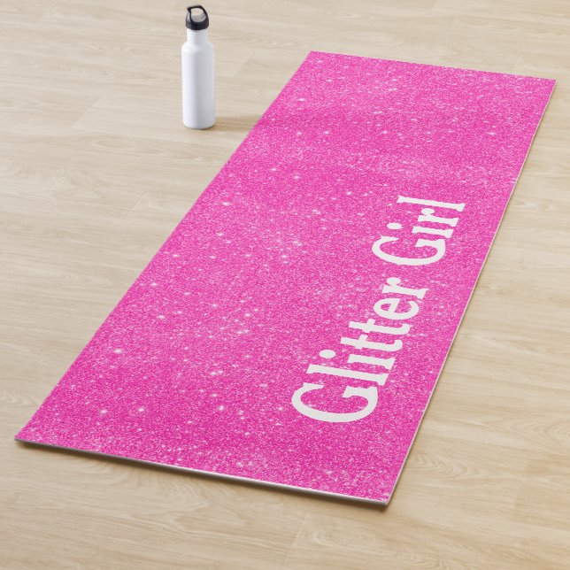 Hot Pink Yoga Glitzer Girl Anpassen Sparkle Yogamatte (Beispiel)