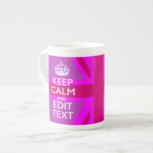 Hot Pink Your Keep Calm Text bearbeiten Union Jack Prozellantasse