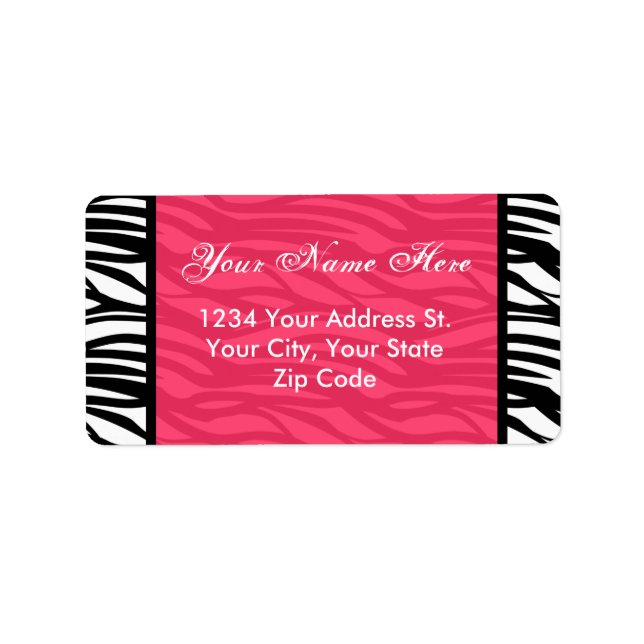 Hot Pink Zebra Address Labels Adressaufkleber (Vorne)