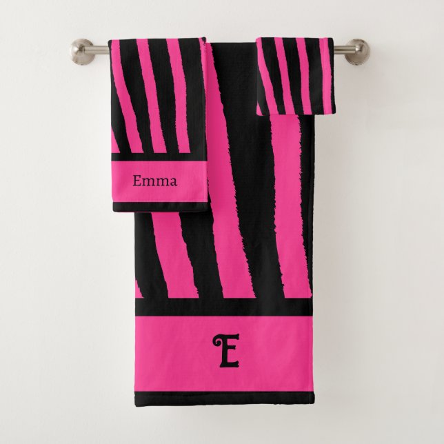 Hot Pink Zebra Drucktuch Badhandtuch Set (Insitu)