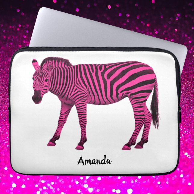 Hot Pink Zebra Electronics Bag mit Ihrem Namen Laptopschutzhülle (Von Creator hochgeladen)