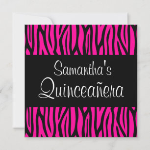 Hot Pink Zebra Moderne Quinceanera Einladungen