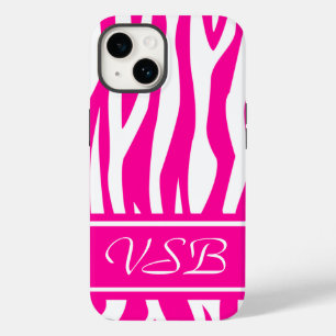 Hot Pink Zebra Print mit Monogramm Case-Mate iPhone Hülle