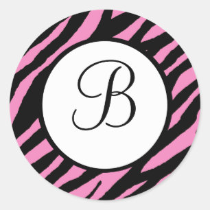 Hot Pink Zebra Print Mit Monogramm Stickers