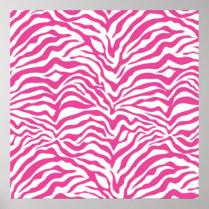 Hot Pink Zebra Print Wild Animal Stripes Neuheit Poster