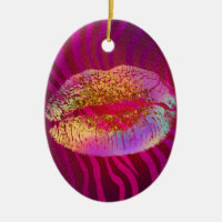 Hot Pink Zebra Rainbow Gold Glitzer Lippen Custom