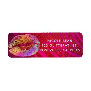Hot Pink Zebra Rainbow Gold Glitzer Lippen Party