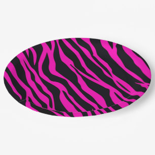 Hot Pink Zebra Streifen Pappteller
