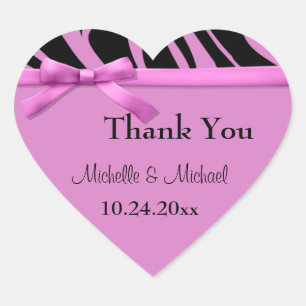 Hot Pink Zebra Streifen und Bow Danke Aufkleber