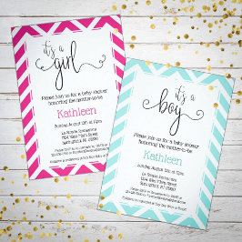 Hot Pink Zickzack Es ist eine Girl Baby Dusche Einladung