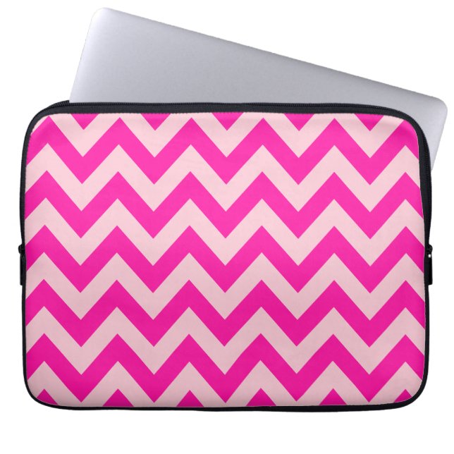 Hot Pink Zickzack Zigzag Muster Laptopschutzhülle (Vorderseite)