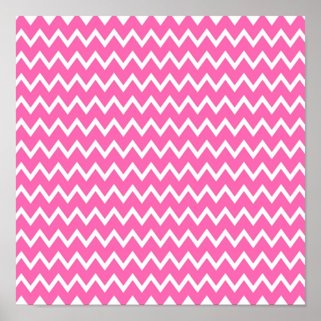 Hot Pink Zigzag Muster Poster (Vorne)