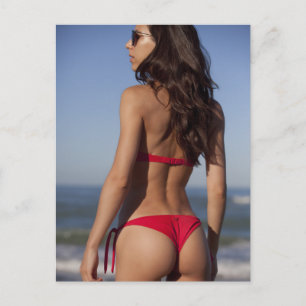 ● Hot ! ● Red Bikini Beach Girl Foto Postkarte