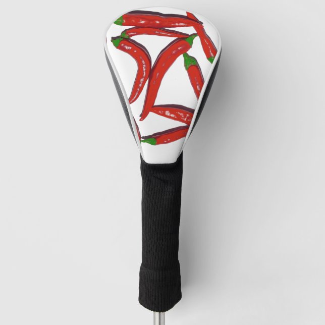 Hot Red Chili Pepper Paprikaschoten Gewürzmuster  Golf Headcover (Vorderseite)