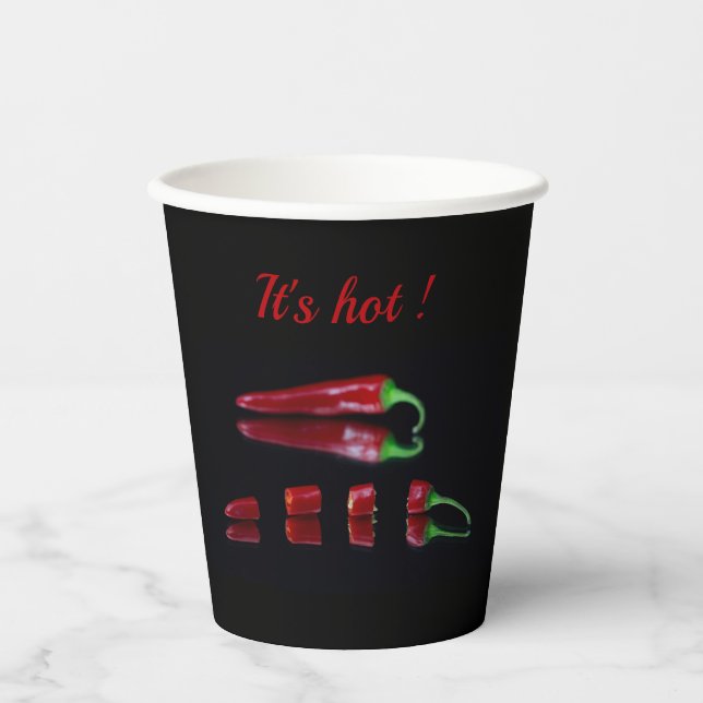 Hot Red Chili Pfeffer mit anpassbarem Text Pappbecher (Vorderseite)