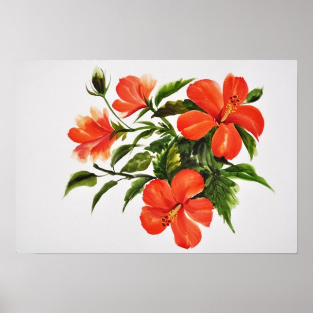 Hot Red Hibiskus Poster (Vorne)