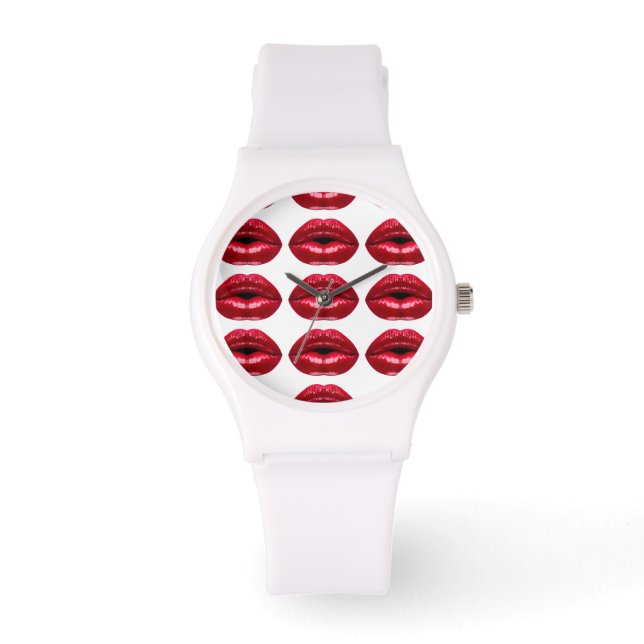 Hot Red Lips Beauty Armbanduhr (Vorderseite)