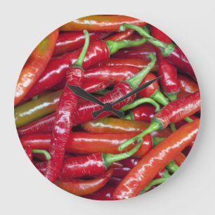 Hot Red Peppers Kitchen Clock Große Wanduhr