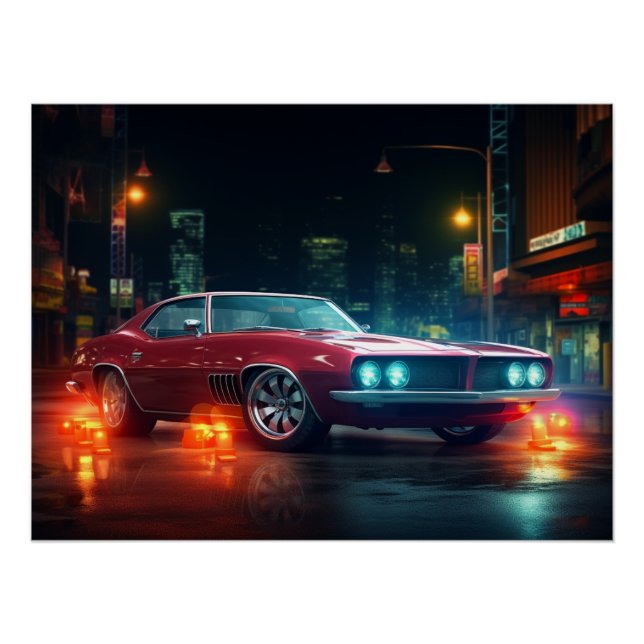 Hot Red Wheels Cinematic Auto Kunstdrucke Poster (Vorderseite)