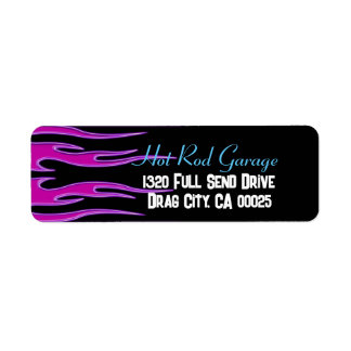 Hot Rod Garage Pink Flames Etikett