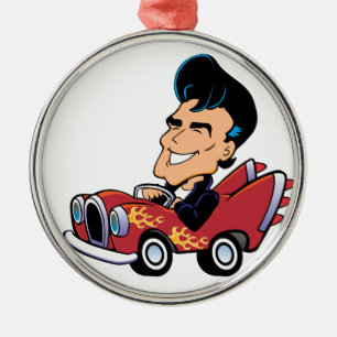 Hot Rodder Silbernes Ornament