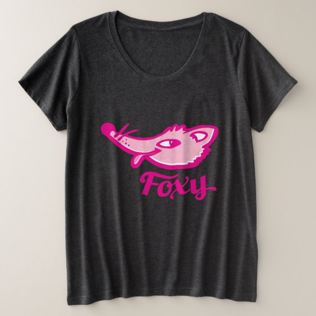 Hot-Rosa-Foxy-Fingerkleidung Große Größe T-Shirt (Design vorne)