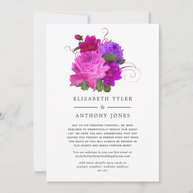 Hot-Rosa Fuchsia Blumenzwiebelliste Ankündigung (Vorderseite)