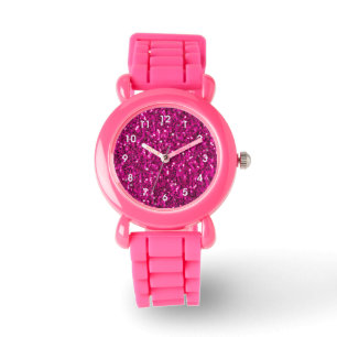 Hot-Rosa-Glitzern Imitate Glitzer Armbanduhr