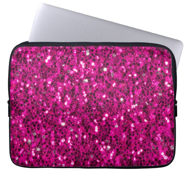 Hot-Rosa-Glitzern Imitate Glitzer Laptopschutzhülle (Vorderseite)
