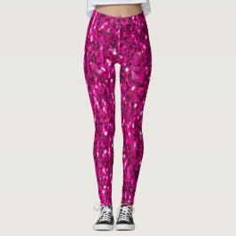Hot-Rosa-Glitzern Imitate Glitzer Leggings