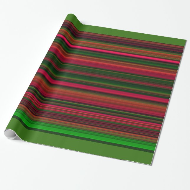 Hot Rosa mehrfarbiges gestreiftes Design Geschenkpapier (Ungerollt)