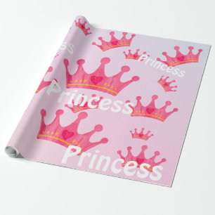 Hot rosa quirky Princess Crown Geschenkpapier