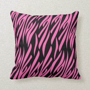 Hot Rosa und Black Zebra Print Kissen