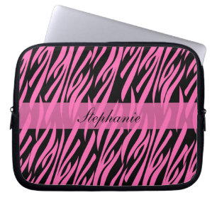 Hot Rosa und Black Zebra Print Laptopschutzhülle
