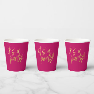 Hot Rosa und Gold Party Pappbecher